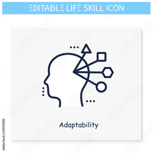 Adaptability line icon. Flexibility. Personality strengths and characteristics. Soft skills concept. Human resources management. Self improvement. Isolated vector illustration. Editable stroke  photo