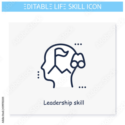 Leadership skill line icon. Authotity, guidance and supervision.Personality strengths and characteristics.Soft skills concept. Human resources management. Isolated vector illustration. Editable stroke