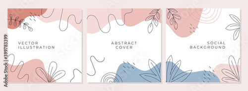 Set of abstract creative backgrounds with minimal trendy style.