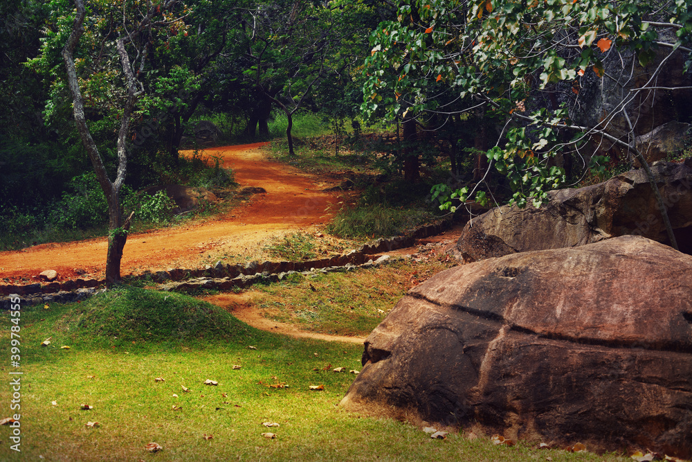 Fototapeta premium The ancient ruins of Sigiriya in Sri Lanka. The area around the famous cliff.