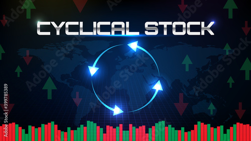 abstract background of trading cyclical stock market and volume candle stick