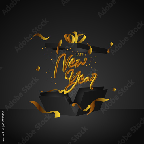 Happy New Year With 3d Tube Text Vector Design For Banner Print and Greeting Background
