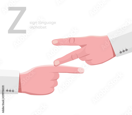 The letter 'Z. Universal and Turkish handicapped hand alphabet letter Z. Disabled hand. Hand tongue. Learning the alphabet, non-verbal deaf-dumb communication, expression gestures vector.