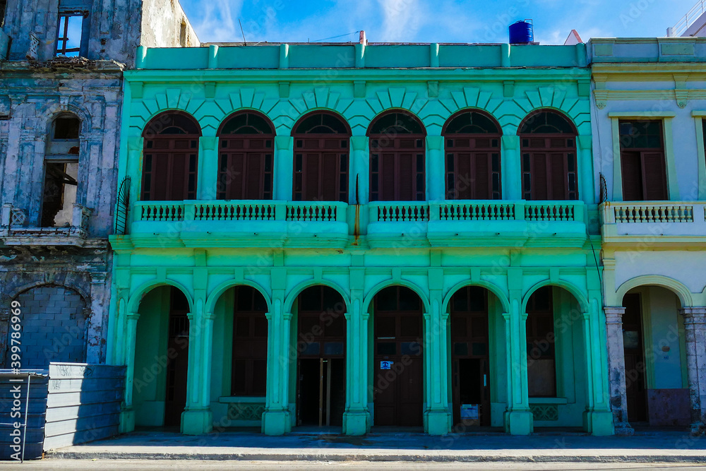 Cuba: beautiful colorful house typical of Havana