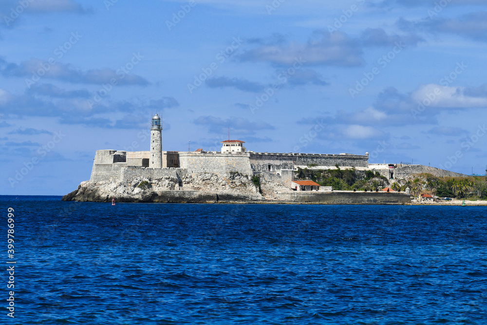 Cuba Fort El Morro seen from the sea in Havana