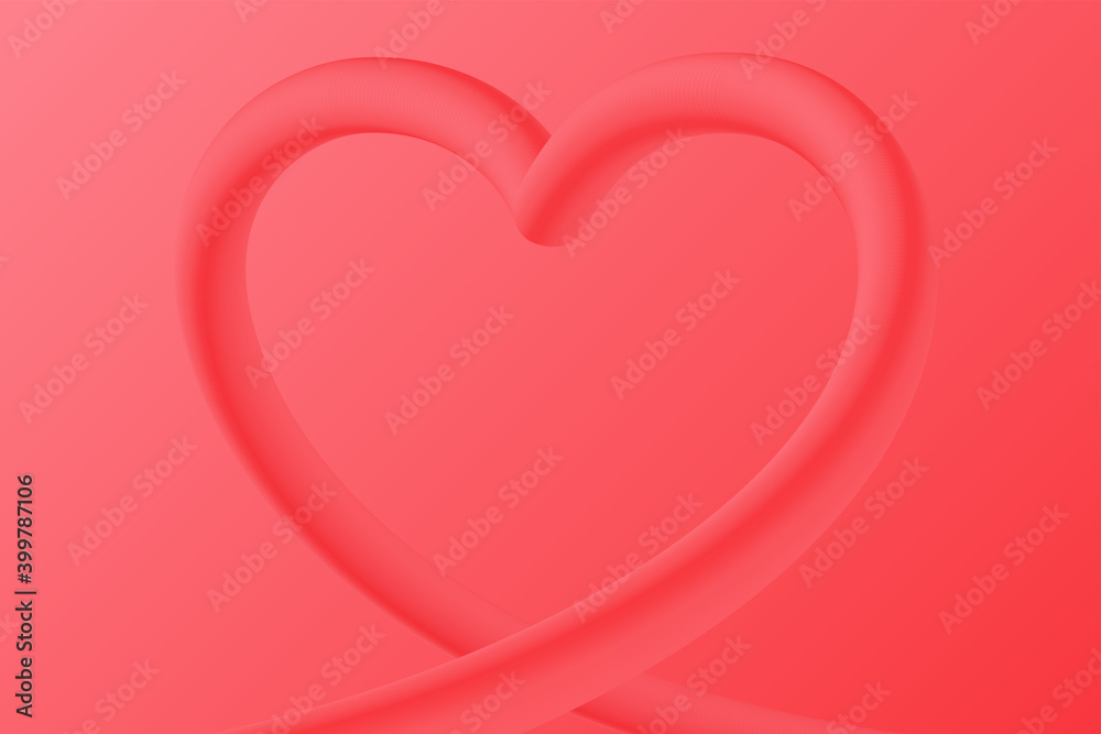Vector card with 3d hearts on a red gradient background. It can be used for congratulations on Valentine's Day, wedding or other romantic holiday.