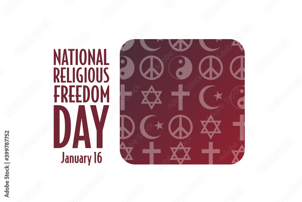 National Religious Freedom Day. January 16. Holiday concept. Template for background, banner, card, poster with text inscription. Vector EPS10 illustration. .