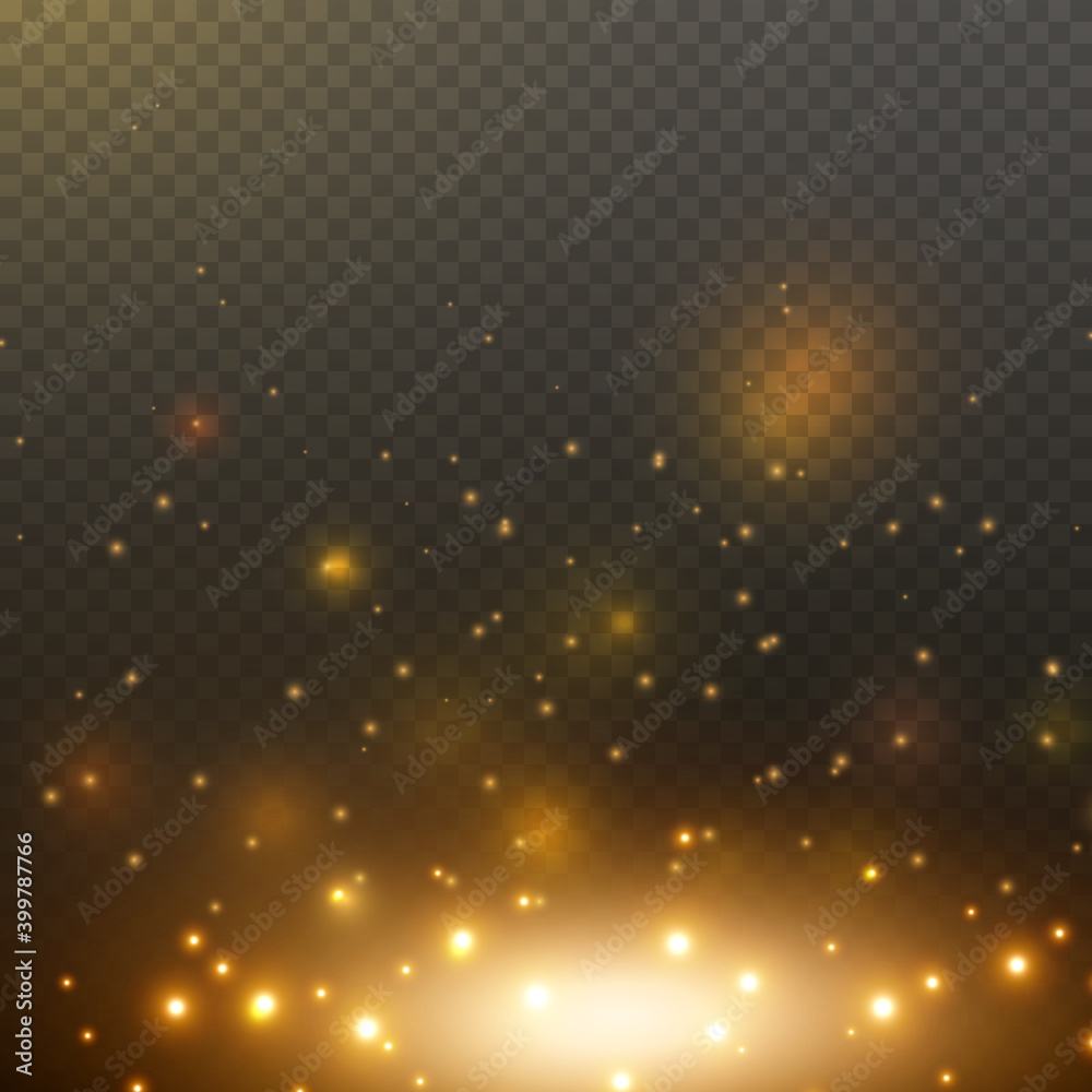 Glow flare light effect. Star burst with sparkles isolated on transparent background. Sun gold flash with sparks template