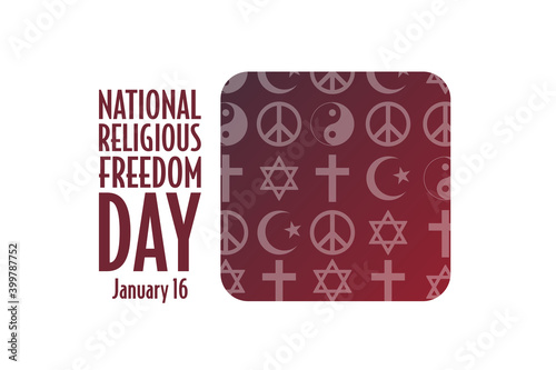 Fototapeta Naklejka Na Ścianę i Meble -  National Religious Freedom Day. January 16. Holiday concept. Template for background, banner, card, poster with text inscription. Vector EPS10 illustration. .