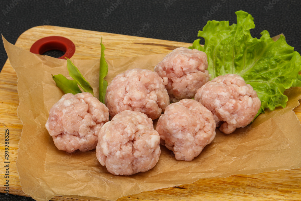 Homemade raw pork minced meatball for cooking Homemade raw pork minced meatball for cooking