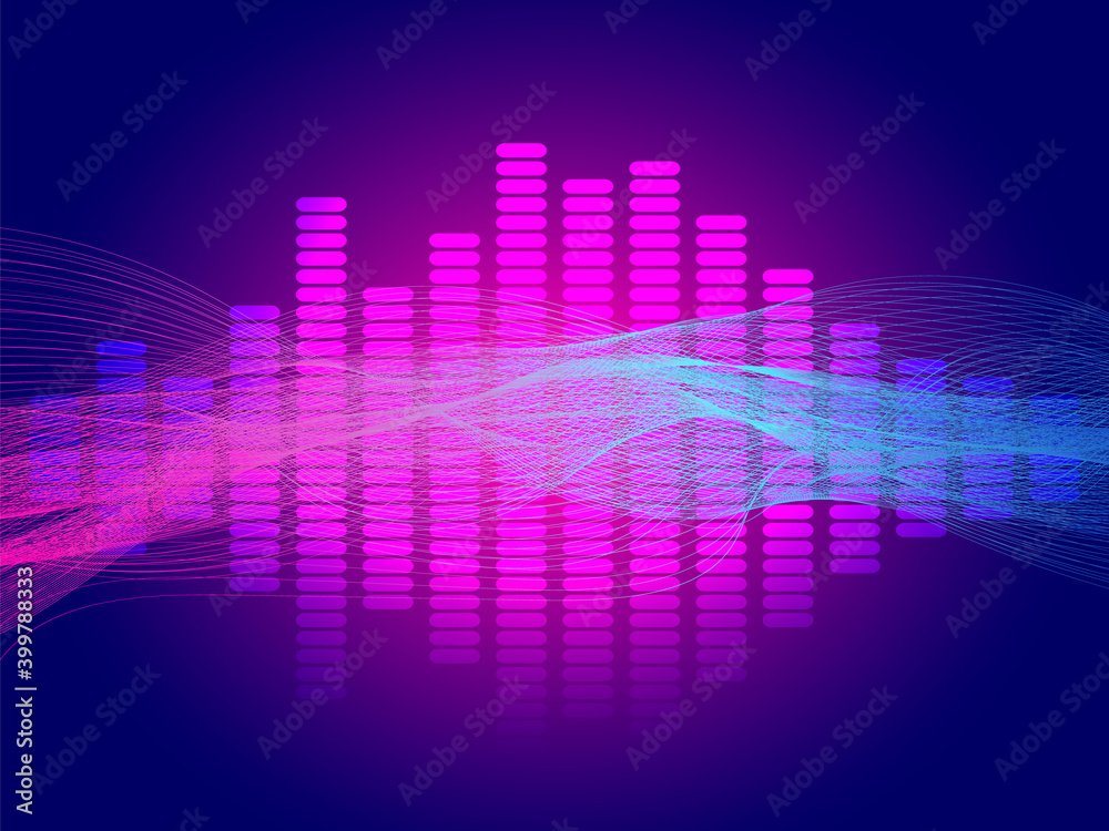 Music neon equalizer. Vector stock illustration for poster or card Music neon equalizer. Vector stock illustration for poster or card