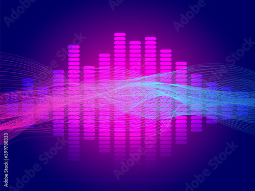 Music neon equalizer. Vector stock illustration for poster or card