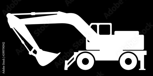 The silhouette of the excavate on a dark background.