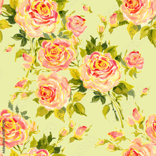  Seamless pattern bouquet of bright roses