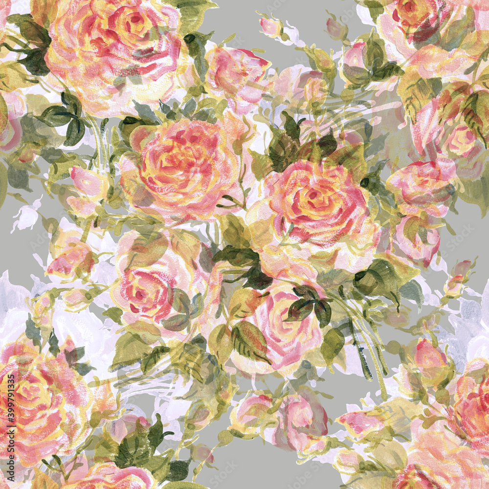 custom made wallpaper toronto digital Seamless pattern bouquet of bright roses