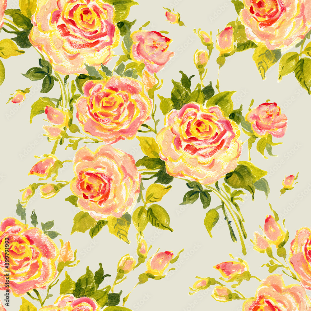  Seamless pattern bouquet of bright roses