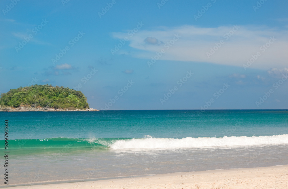 view of the sandy beach and turquoise sea