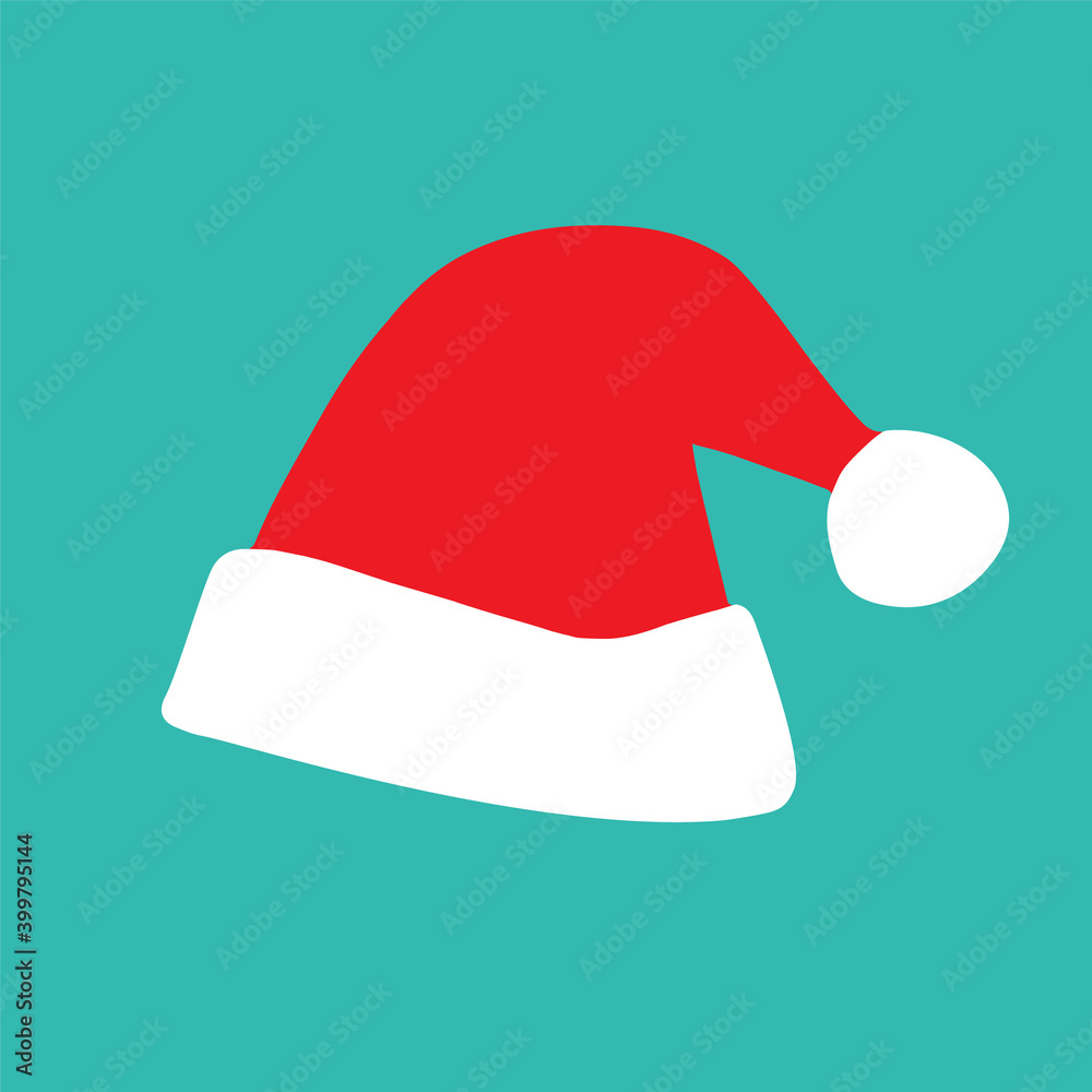 Single hand drawn Santa Claus red hat icon isolated on white background. vector illustration Single hand drawn Santa Claus red hat icon isolated on white background. vector illustration
