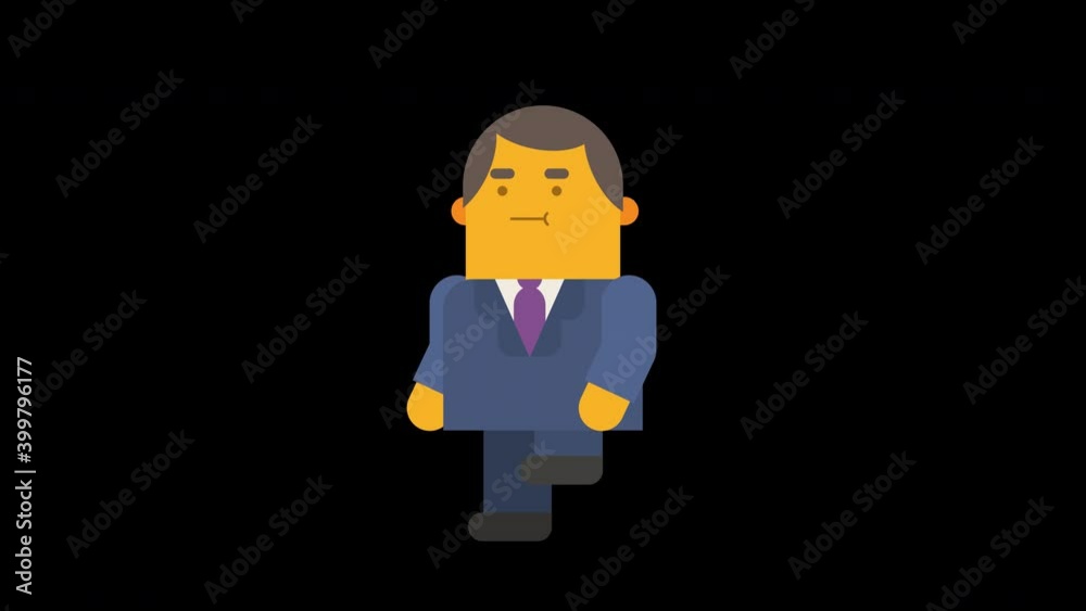 Businessman in suit runs. Alpha channel Businessman in suit runs. Alpha channel