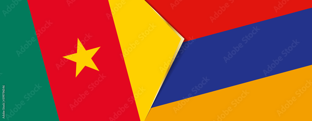 Cameroon and Armenia flags, two vector flags. Cameroon and Armenia flags, two vector flags.