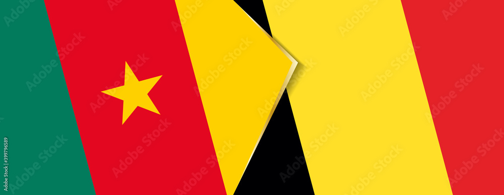 Cameroon and Belgium flags, two vector flags. Cameroon and Belgium flags, two vector flags.