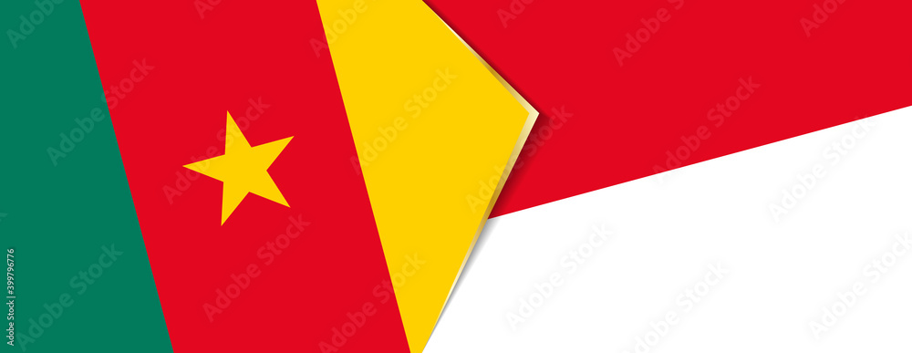 Cameroon and Monaco flags, two vector flags. Cameroon and Monaco flags, two vector flags.