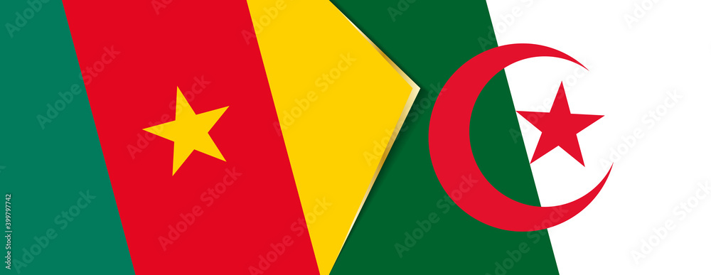 Cameroon and Algeria flags, two vector flags. Cameroon and Algeria flags, two vector flags.
