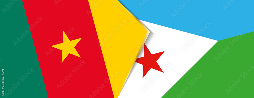 Cameroon and Djibouti flags, two vector flags. Cameroon and Djibouti flags, two vector flags.