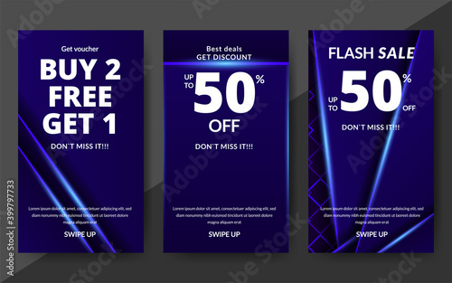 Flash sale discount banner template promotion, end of season special offer banner, template design for media promotions and social media promo, vector illustration.