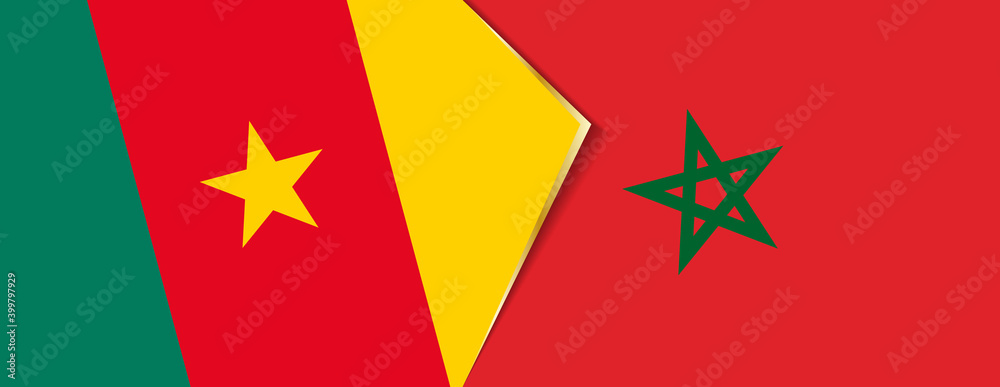 Cameroon and Morocco flags, two vector flags. Cameroon and Morocco flags, two vector flags.