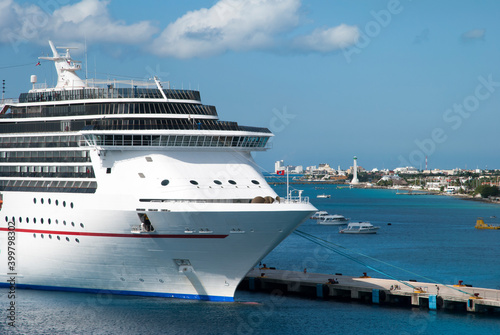 Cozumel Island Moored Cruise Ship