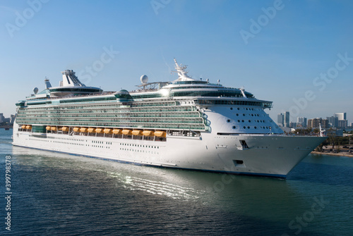 The Cruise Ship in Miami Main Channel