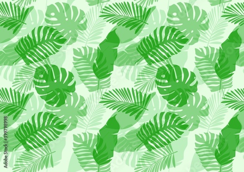 abstract flowers and leaves Seamless pattern 