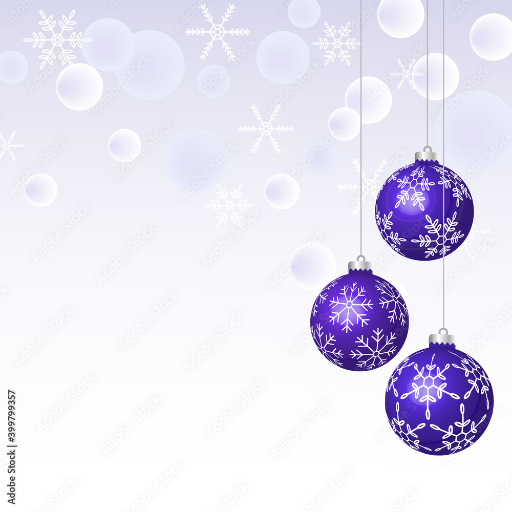Fototapeta premium Christmas card template with decorative balls and space for text.