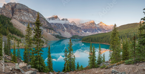 Early morning at Moraine Lake in Banff National Park Alberta Canada