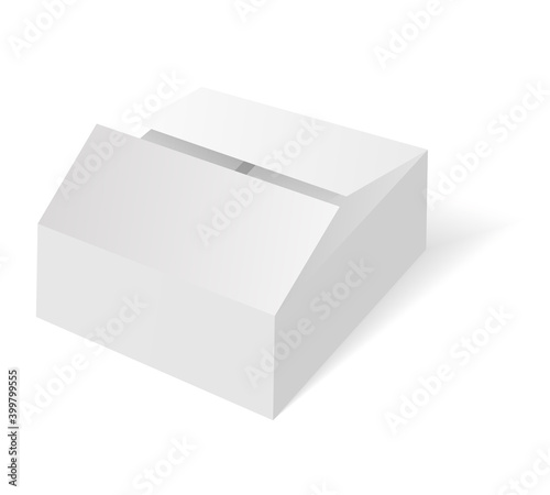 Illustartion of white isometric box. Carton packaging box.