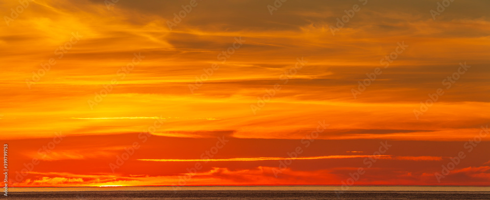 Incredible sunset sky over Rialto Beach, Olympic National Park, USA