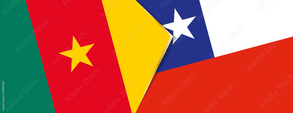 Cameroon and Chile flags, two vector flags. Cameroon and Chile flags, two vector flags.