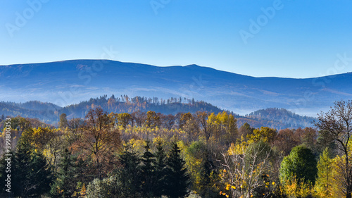 A mountain landscape in autumn. Karkonosze Mountains in Poland.