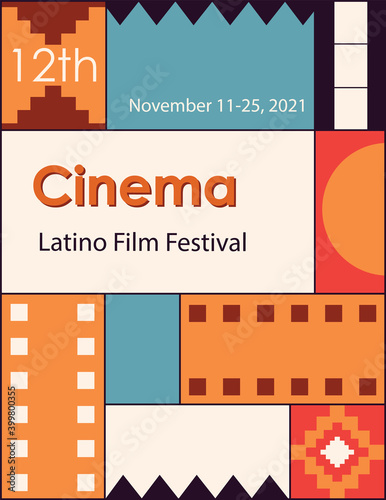 Latino film cinema festival poster. Vector template.