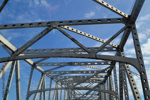 Structure of a steel Horace Wilkinson Bridge in Baton Rouge, Louisiana, US