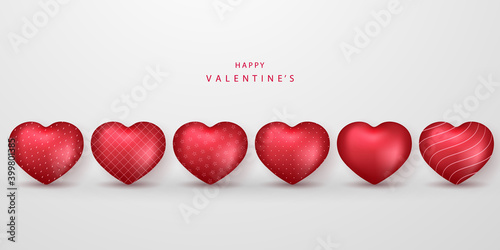Lovely red heart pattern for valentines day decoration Virtual reality vector design