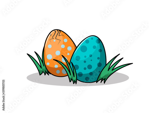 Funny cartoon multicolored dinosaur eggs. Vector illustration isolated on white background