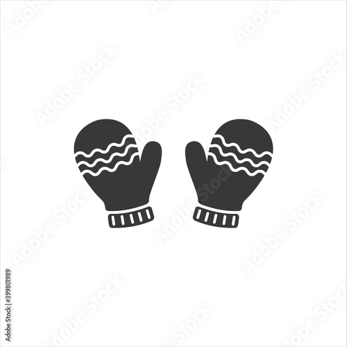 Christmas mittens icon modern flat style. Vector