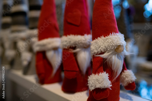 Christmas decoration - leprechaun, santa claus, gnome, Scandinavian style, handicraft, hand made, red, mustache, beard