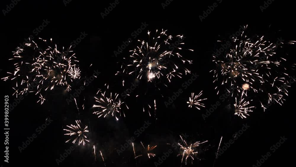 Colorful fireworks display night background. New Year Firework 4k resolution