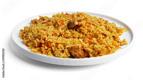 Pilaf isolated on white background. High quality photo