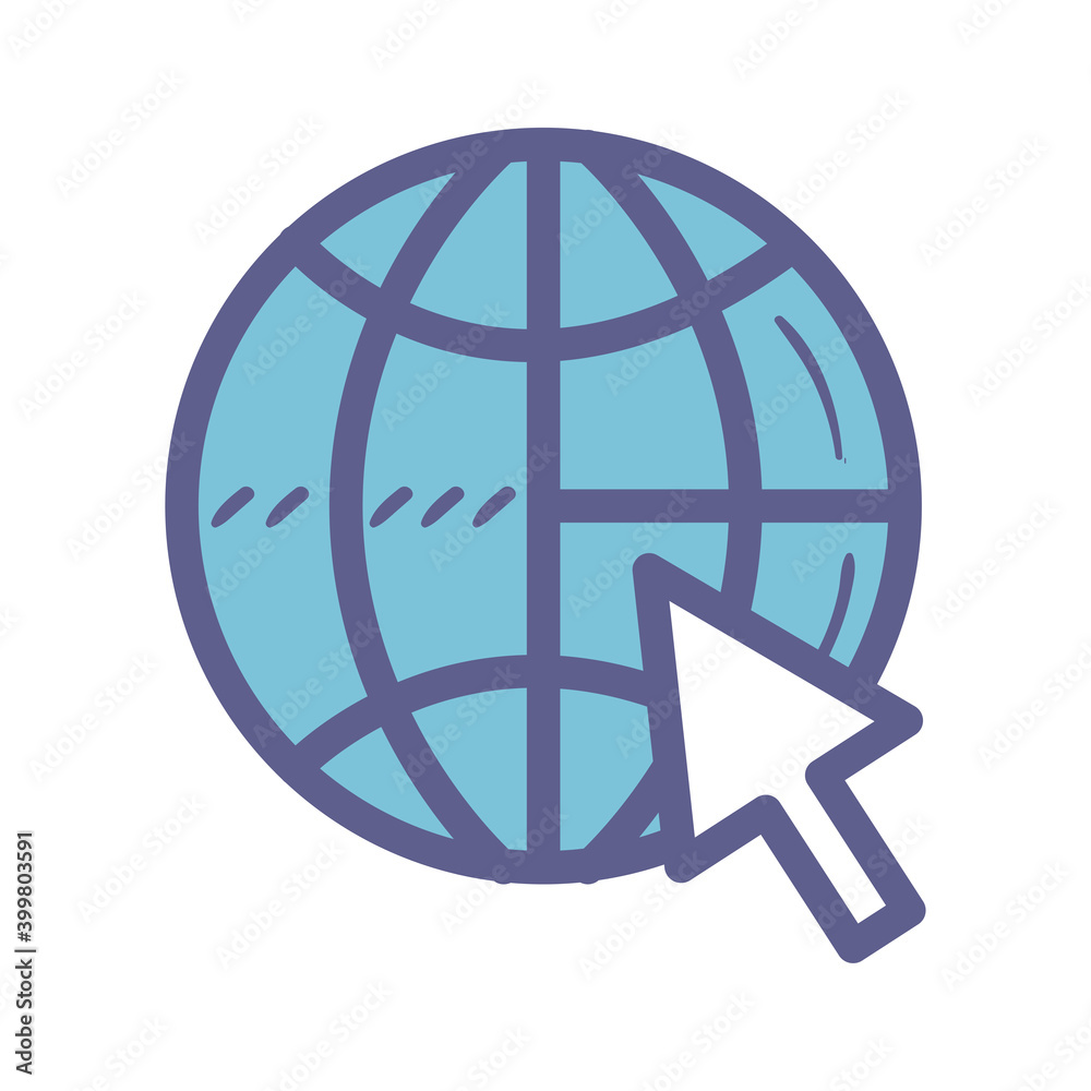 Global sphere with cursor vector design Global sphere with cursor vector design