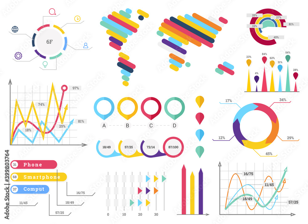 Infographic Elements Collection - Business Illustration in flat design style for presentation, booklet, website etc. Big set of Infographics. Infographic Elements Collection - Business Illustration in flat design style for presentation, booklet, website etc. Big set of Infographics.