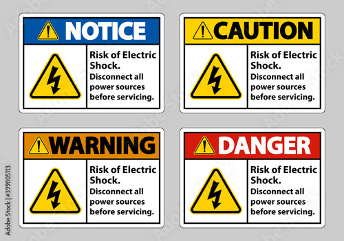 Risk of electric shock Symbol Sign Isolate on White Background